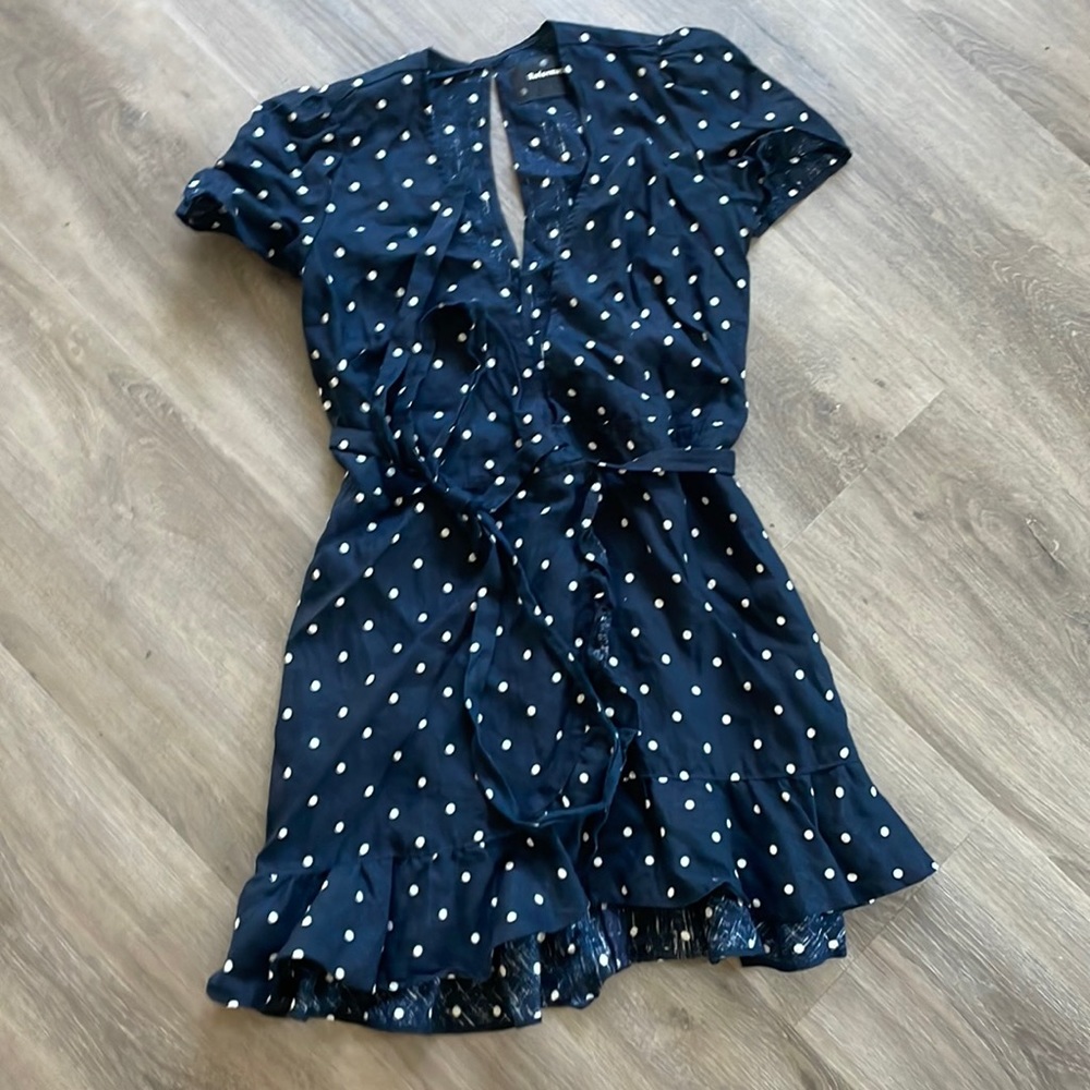 Reformation polka dot printed linen dress